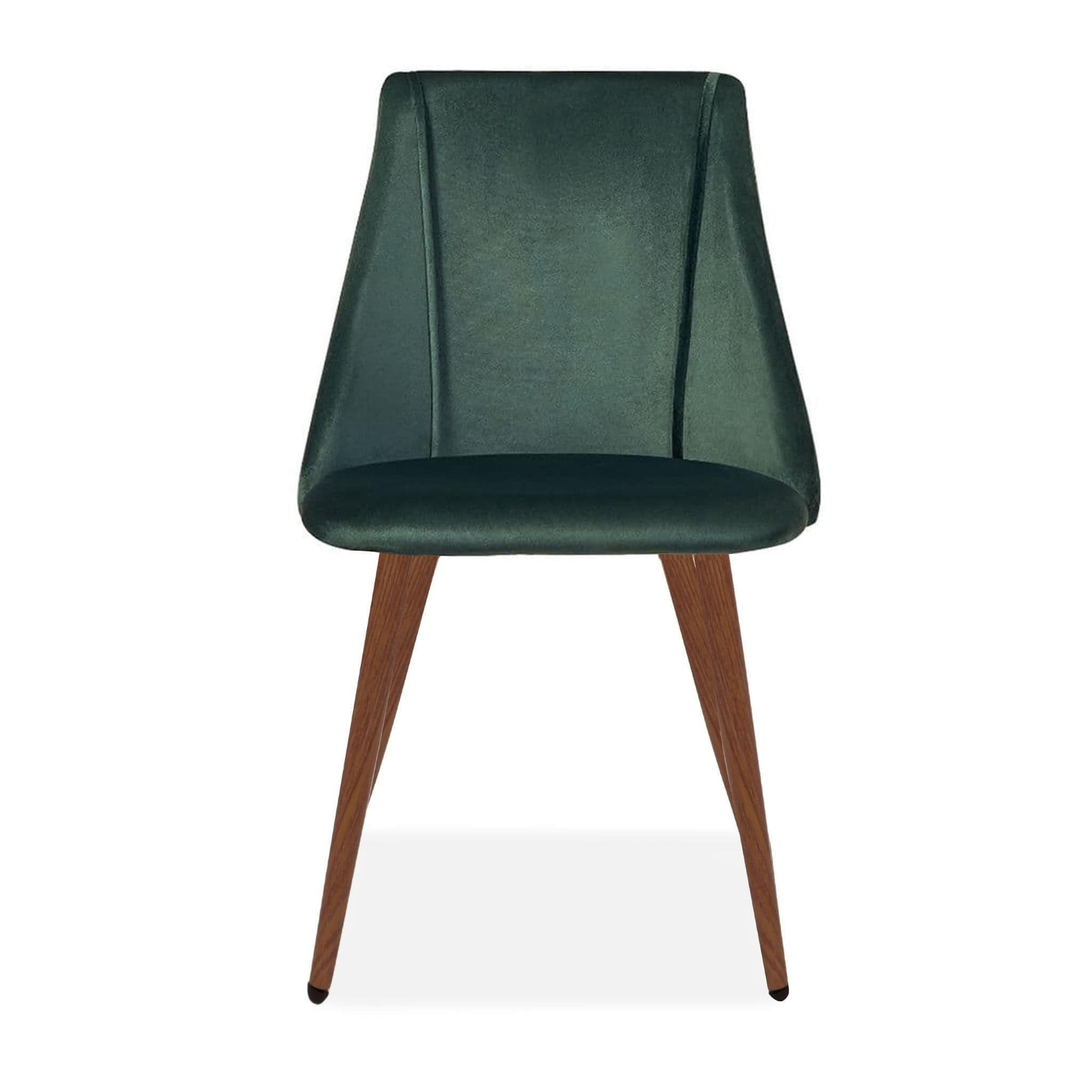 X2 Lule Upholstered Velvet Dining Chair, Deep Green, Walnut Legs - Image 2