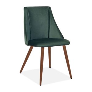 X2 Lule Upholstered Velvet Dining Chair, Deep Green, Walnut Legs