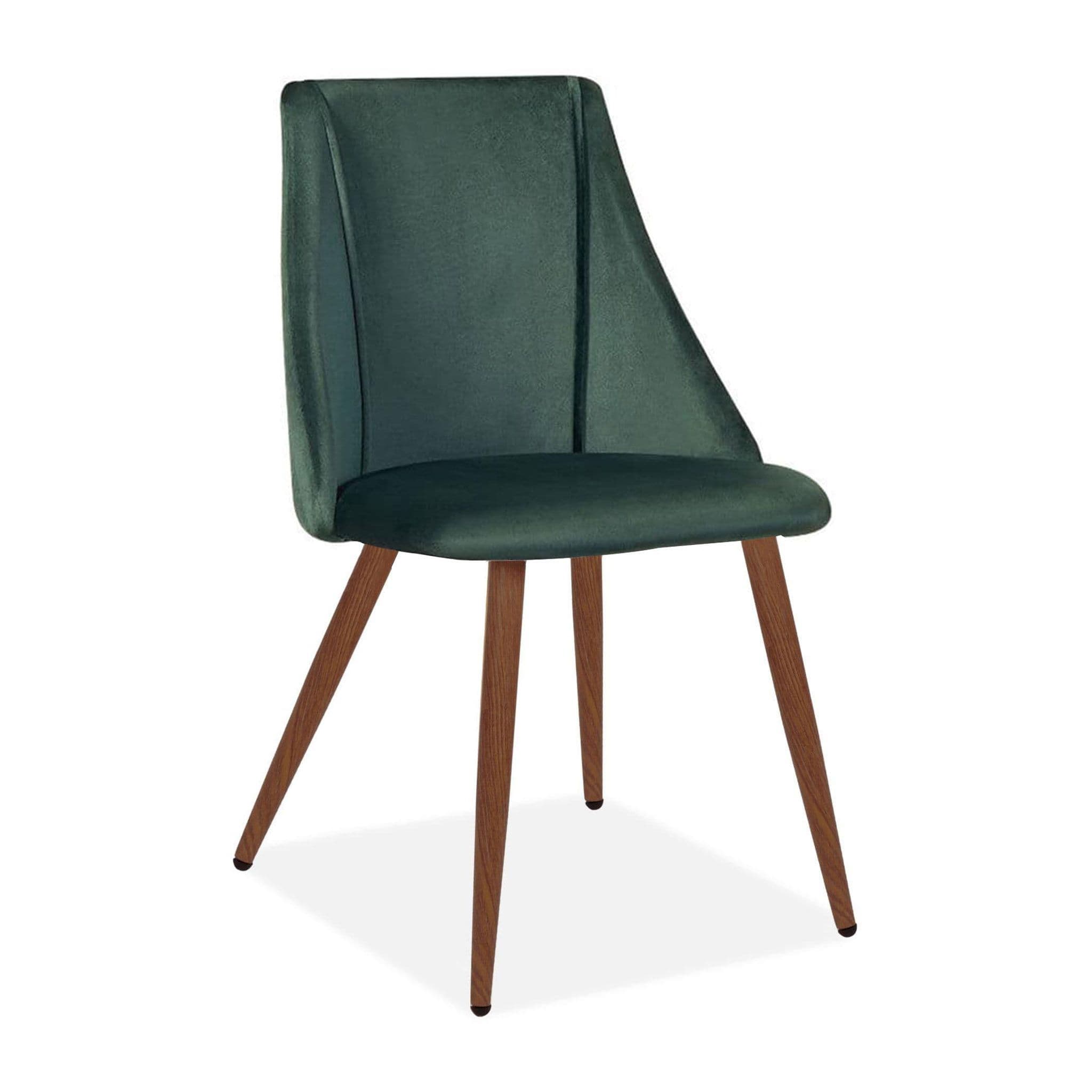X2 Lule Upholstered Velvet Dining Chair, Deep Green, Walnut Legs
