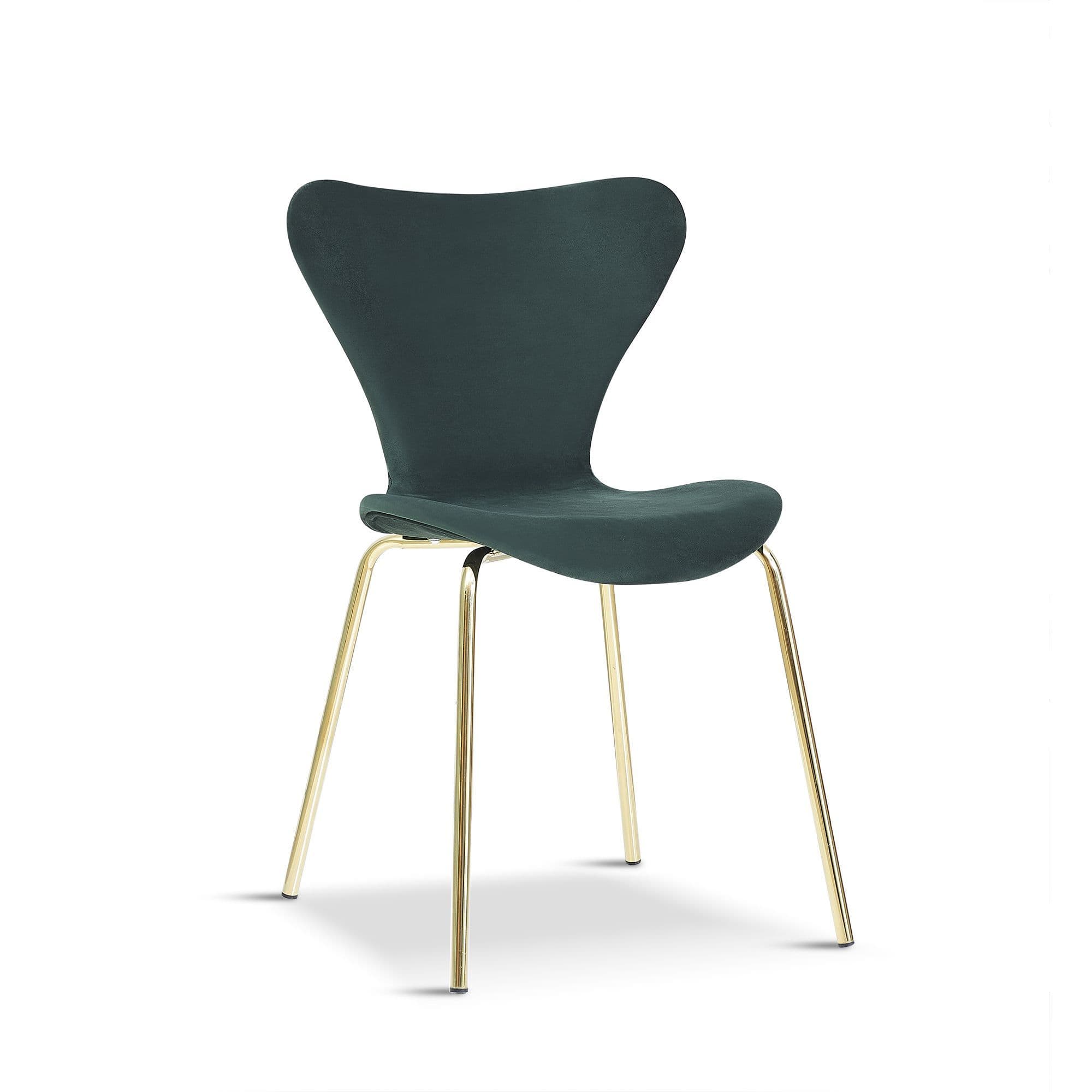 X2 Modern Velvet Green Stackable Dining Chair With Gold Legs