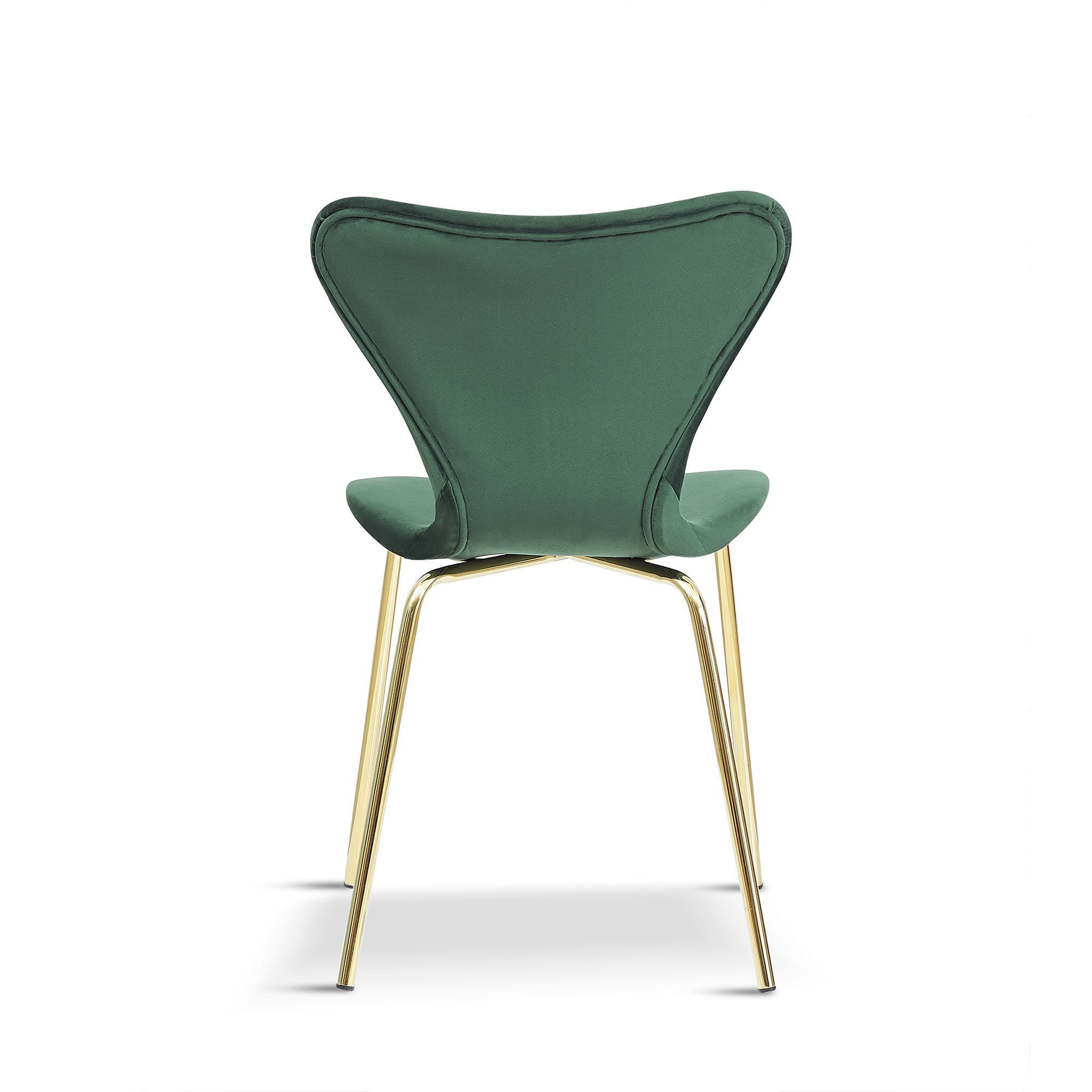 X2 Modern Velvet Green Stackable Dining Chair With Gold Legs - Image 3