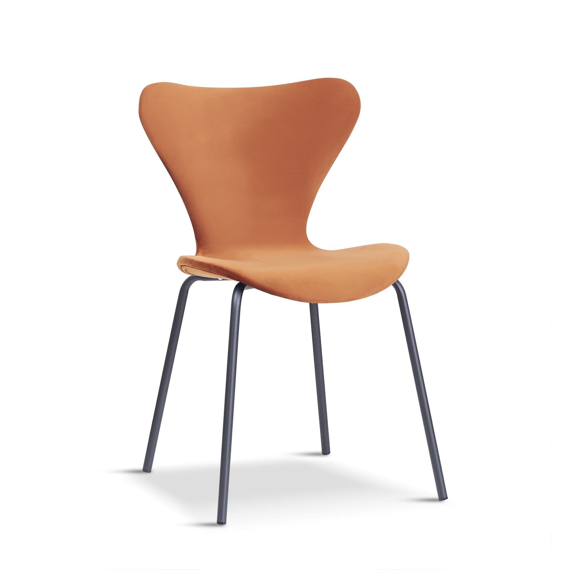 X2 Modern Velvet Orange Stackable Dining Chair - Image 3