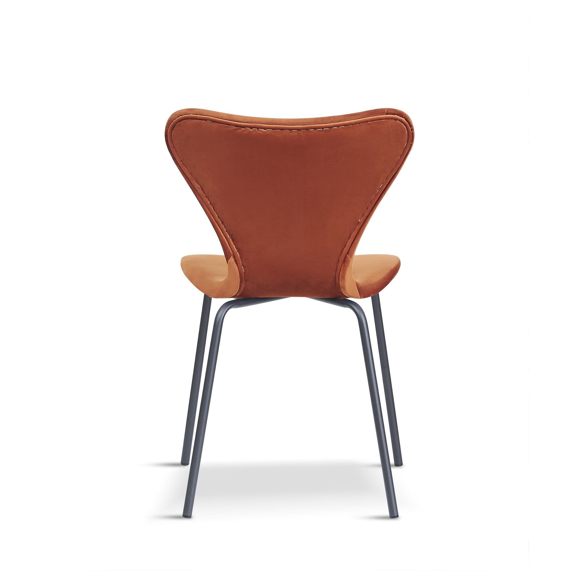 X2 Modern Velvet Orange Stackable Dining Chair - Image 6