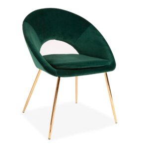 X2 New Blue Open-Back Dining Chairs With Gold Legs - Green, X2