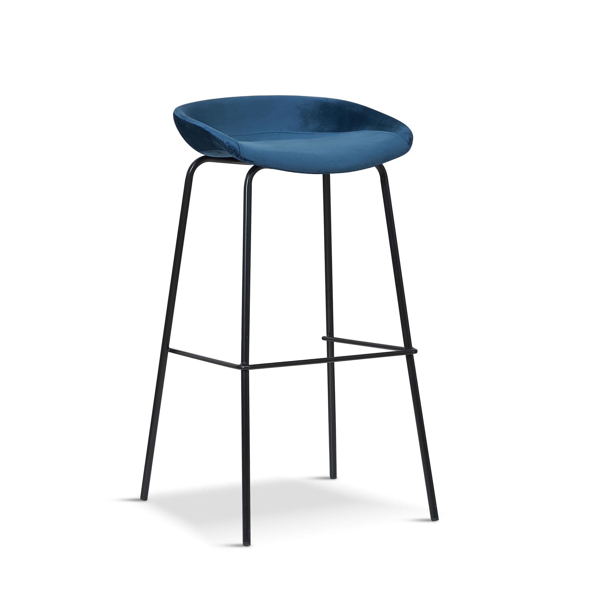 X2 New Herschel Blue Velvet Barstools, With Black Legs
