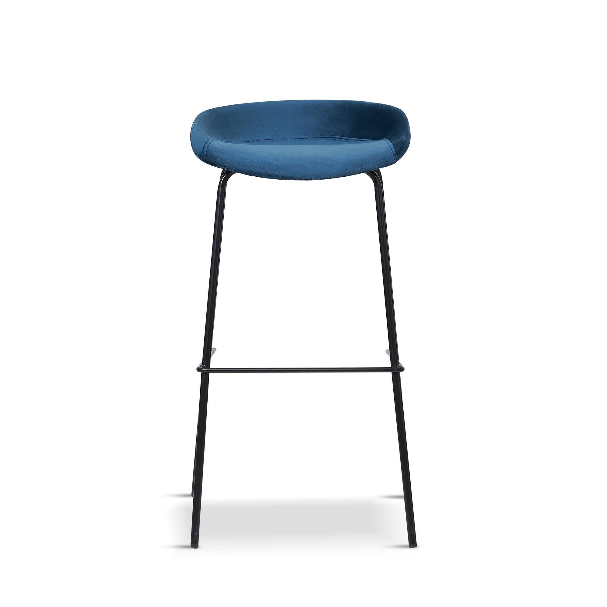 X2 New Herschel Blue Velvet Barstools, With Black Legs - Image 2