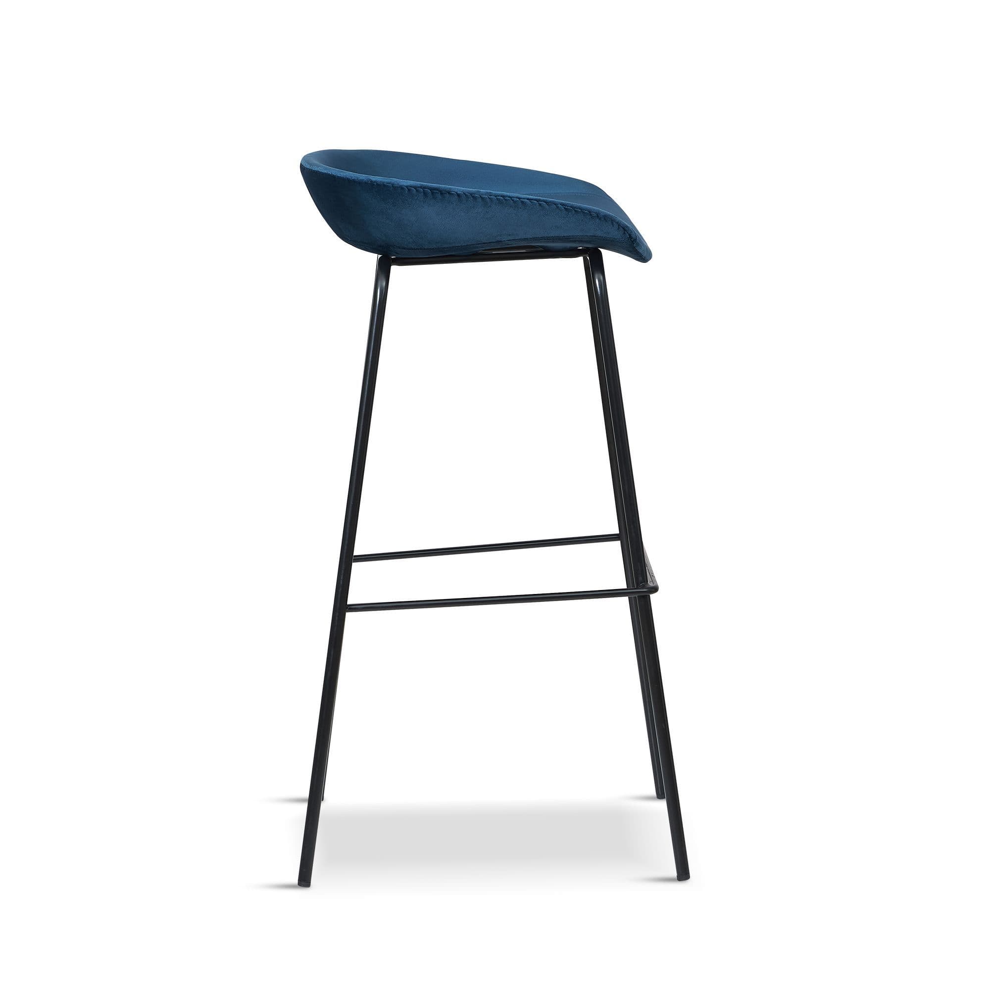 X2 New Herschel Blue Velvet Barstools, With Black Legs - Image 3