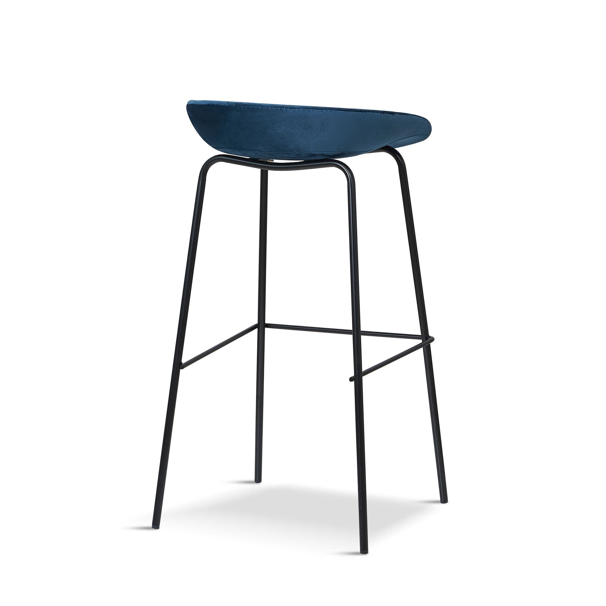 X2 New Herschel Blue Velvet Barstools, With Black Legs - Image 5