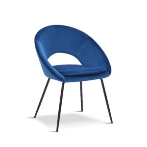 X2 New Open Back Blue Dining Chair With Black Legs
