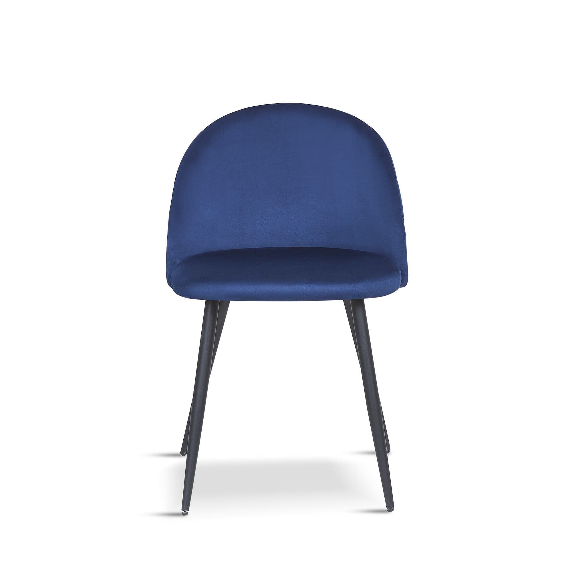 X2 New Rosemary Blue Dining Chair, Velvet Upholstered With Black Leg - Image 4