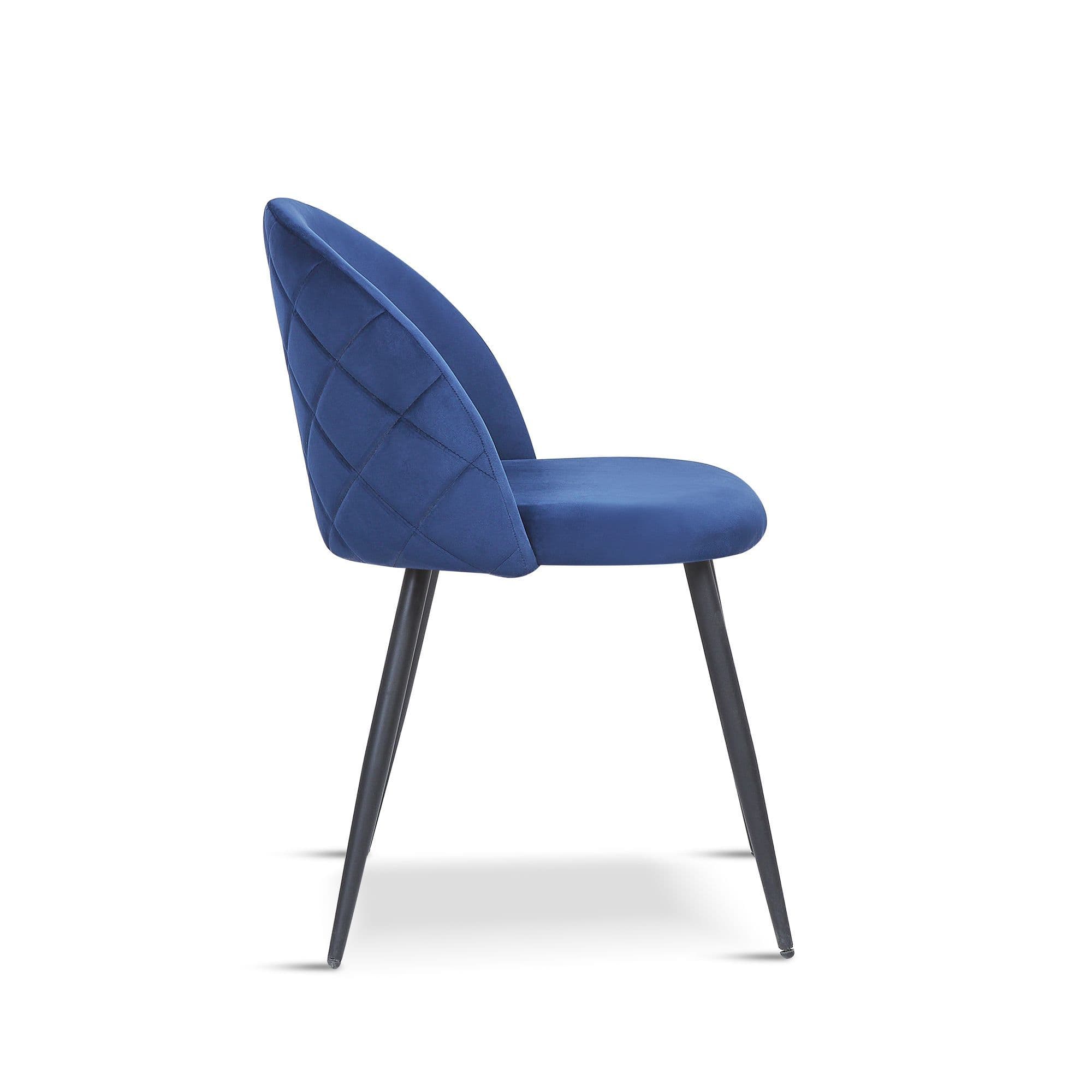X2 New Rosemary Blue Dining Chair, Velvet Upholstered With Black Leg - Image 5