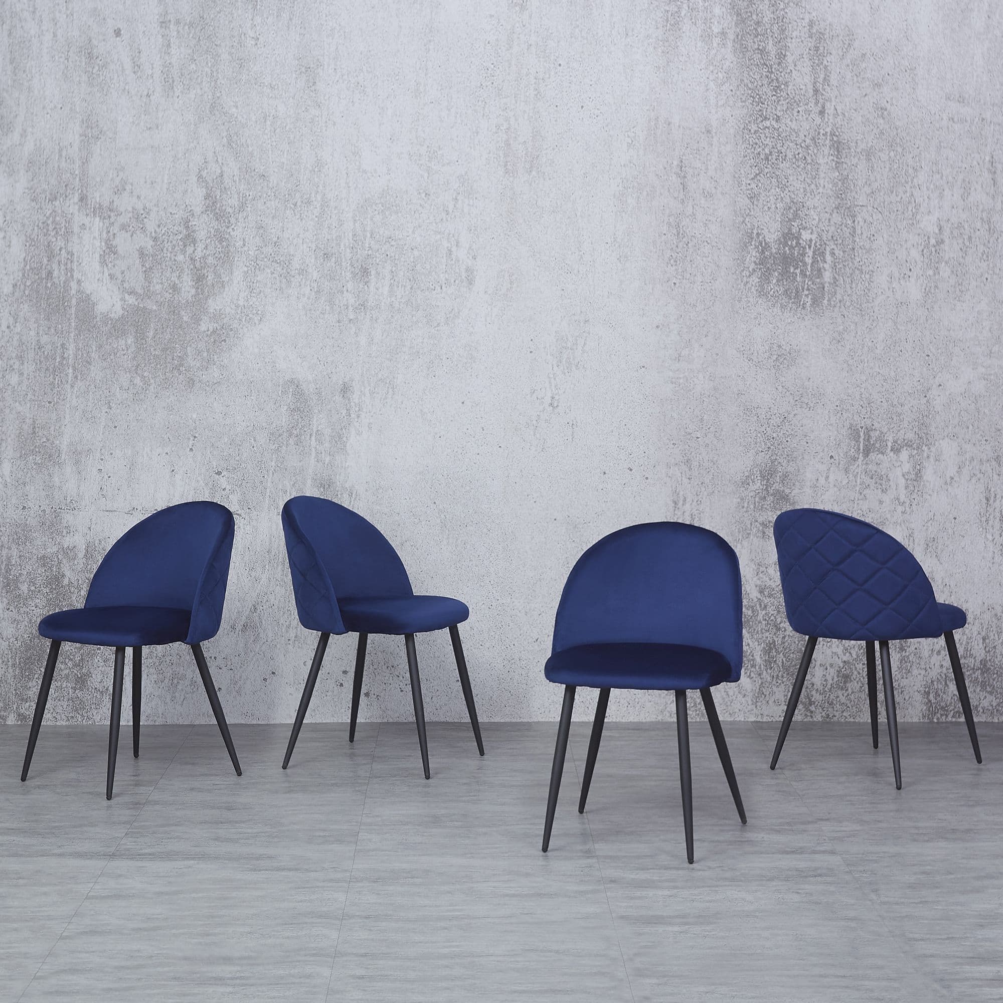 X2 New Rosemary Blue Dining Chair, Velvet Upholstered With Black Leg - Image 7