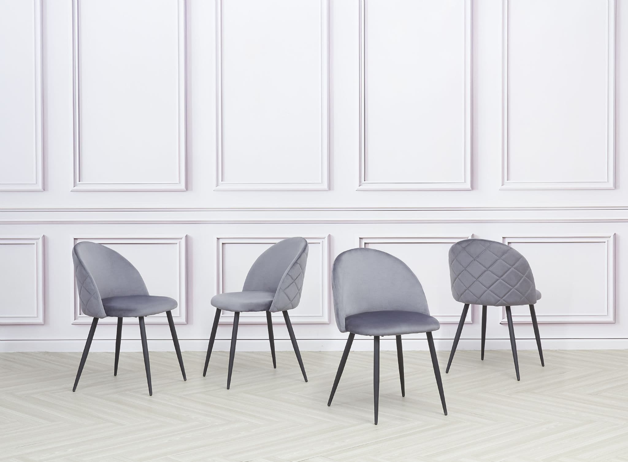 X2 New Rosemary Blue Dining Chair, Velvet Upholstered With Black Leg - Image 11