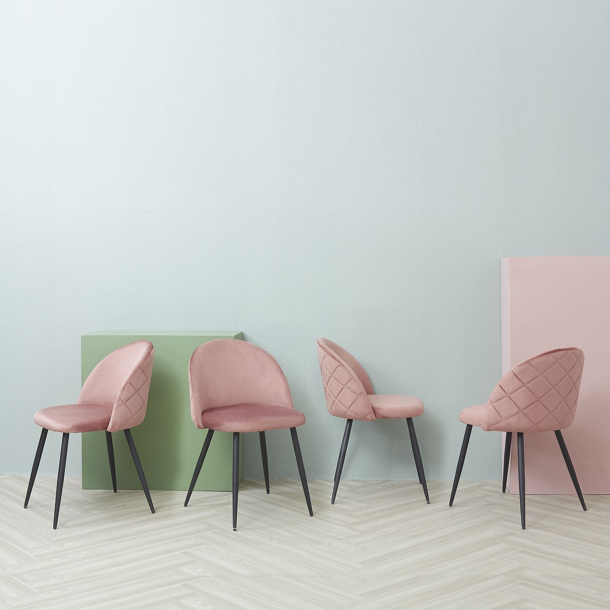 X2 New Rosemary Blue Dining Chair, Velvet Upholstered With Black Leg - Image 15