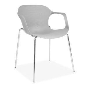 X2 Or X6 Blue Plastic Stackable Dining Chairs With Chrome Metal Legs - Grey, X2