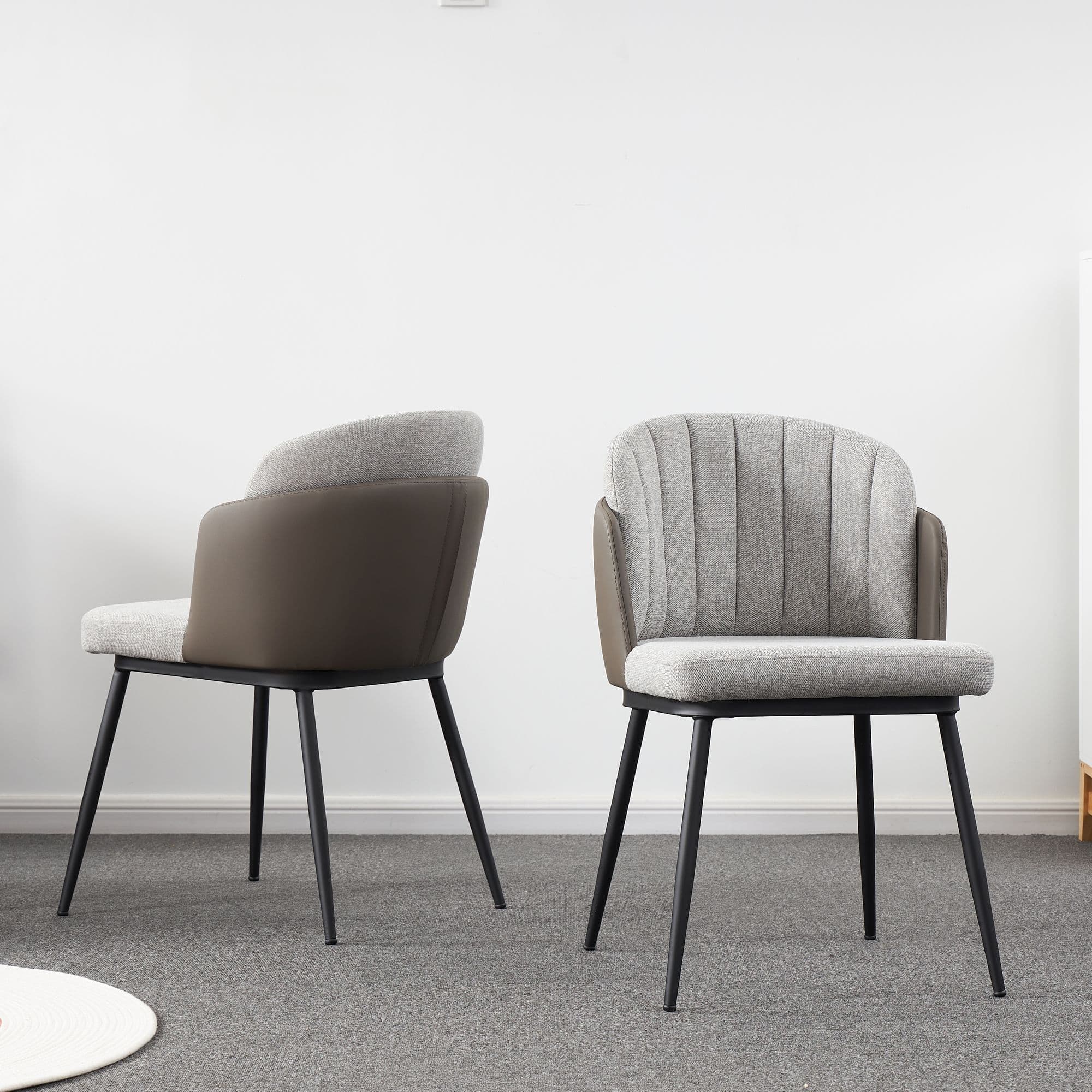 X2 Peki Grey Fabric Faux Leather Mix Chair - Image 7