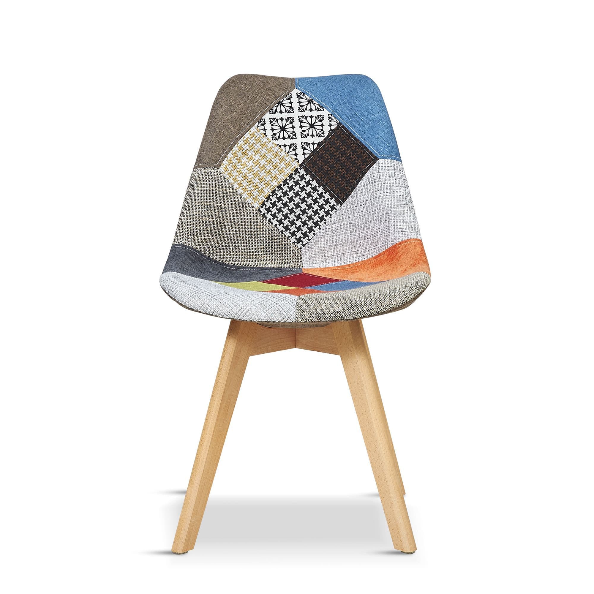 X2 Tulip Patchwork Pyramid Dining Chairs With Beech Legs - Image 2