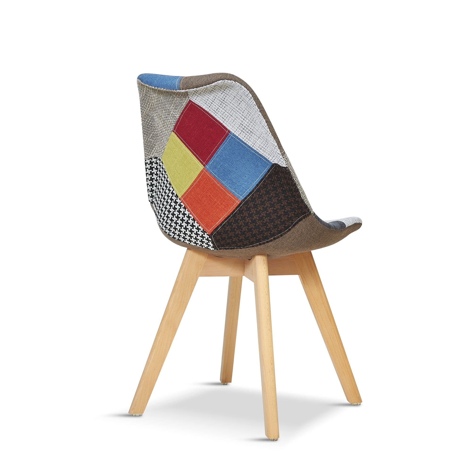 X2 Tulip Patchwork Pyramid Dining Chairs With Beech Legs - Image 4