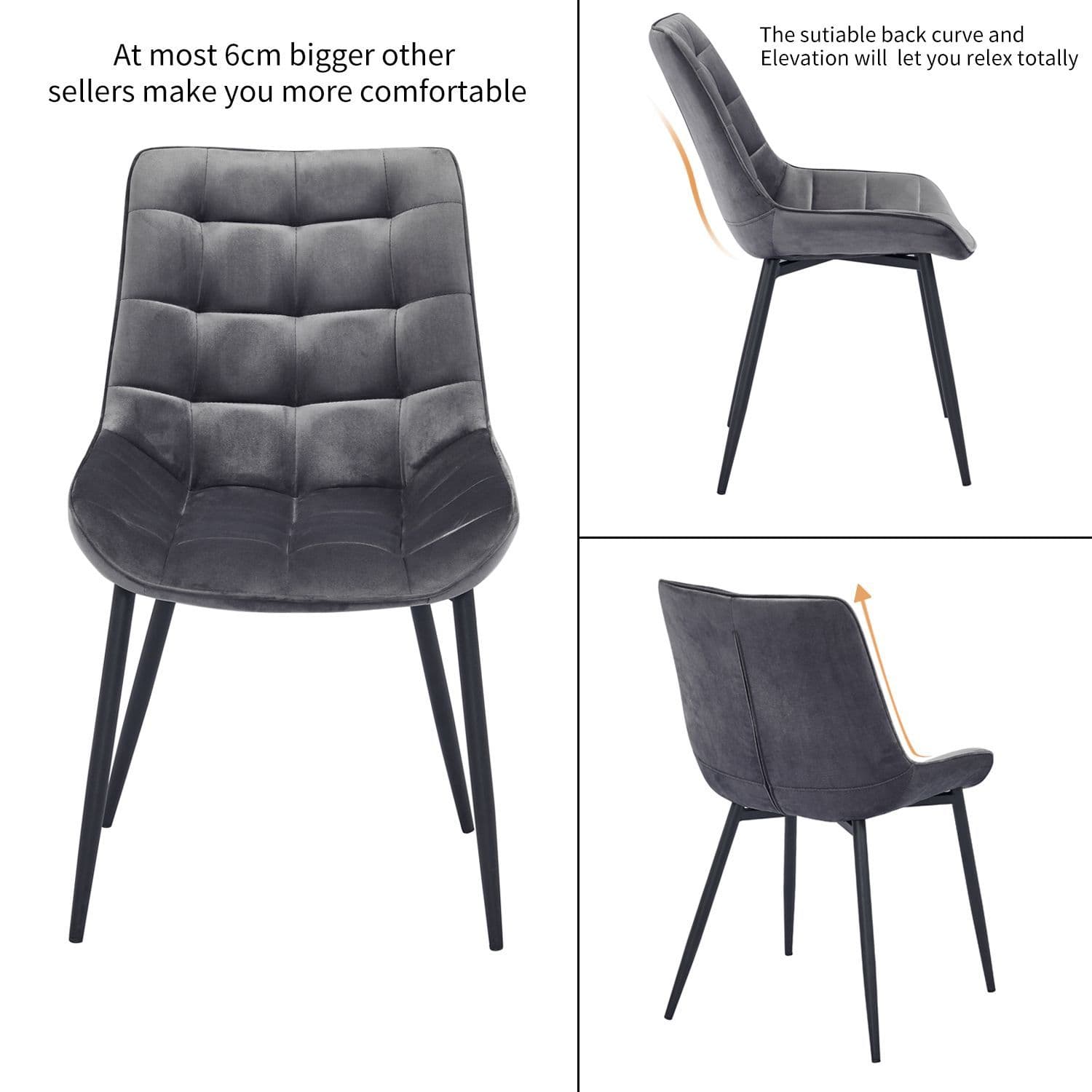 X2 Westfield Black Velvet Dining Chair - Image 9