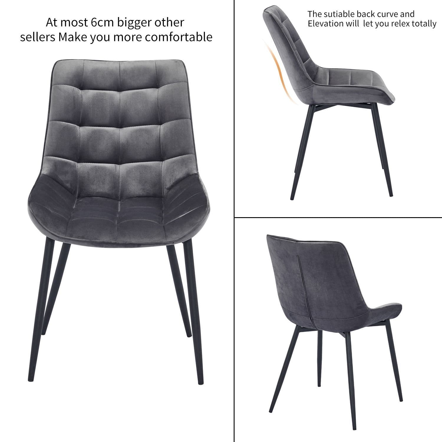 X2 Westfield Black Velvet Dining Chair - Image 13