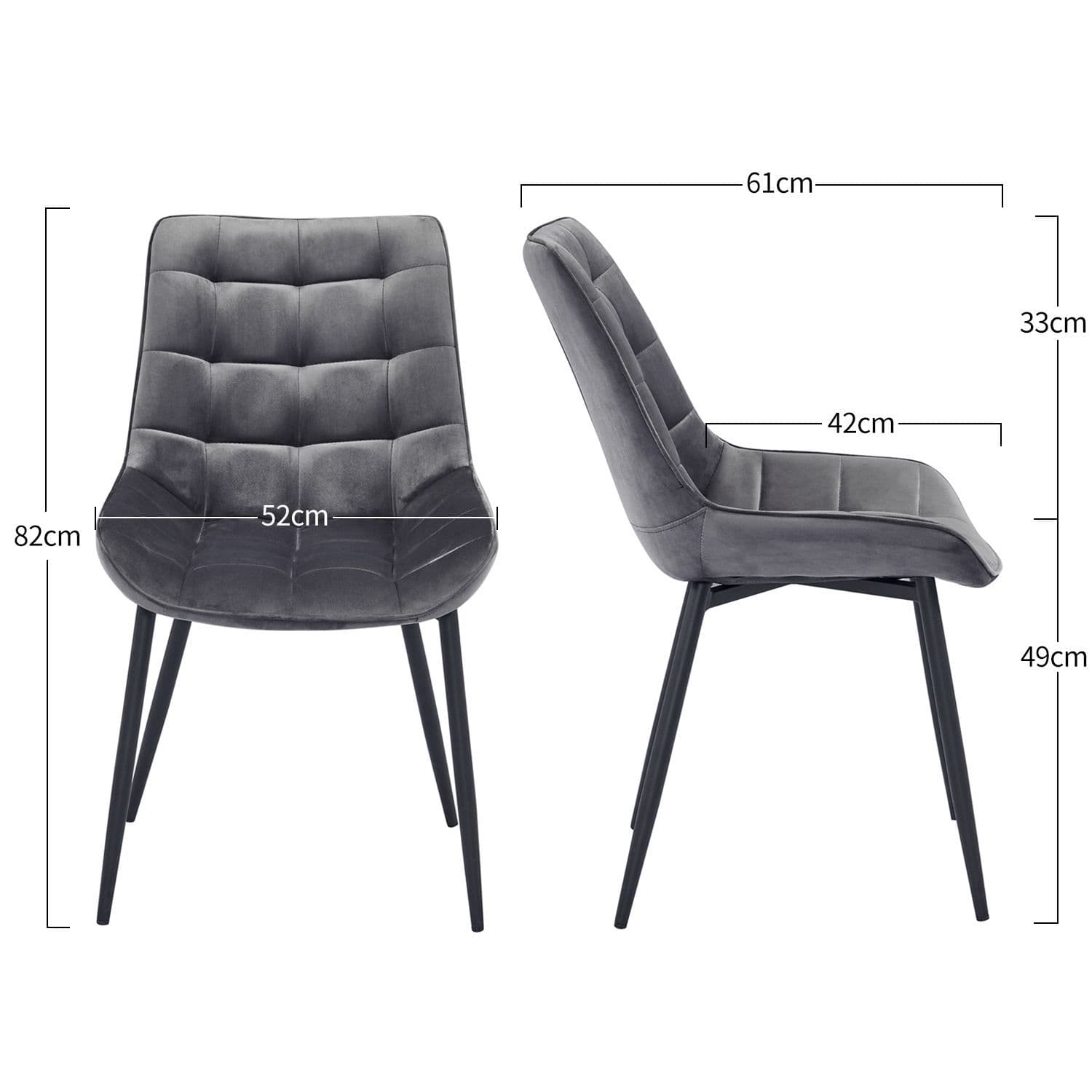 X2 Westfield Black Velvet Dining Chair - Image 14