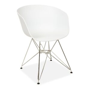 X2 Black Danish-Style Modern Armchairs With Metal Legs - White, X2