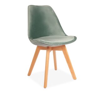 X2 Green Velvet Tulip Dining Chairs - Green, X4