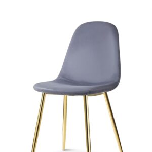 X4 Mmilo Upholstered Eiffel Dining Chair Gold Legs - Navy Blue
