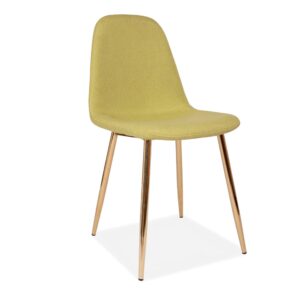 X4 Mmilo Upholstered Eiffel Dining Chair Gold Legs - Green Fabric