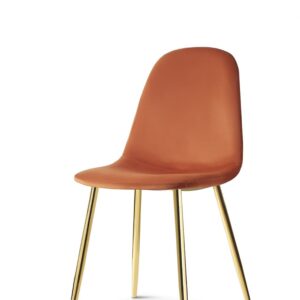 X4 Mmilo Upholstered Eiffel Dining Chair Gold Legs - Navy Blue