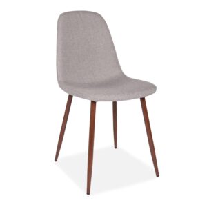 X4 Mmilo Upholstered Eiffel Dining Chair Light Grey Fabric - With Walnut Effect