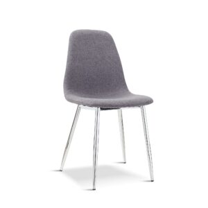 X4 New Mmilo Upholstered Eiffel Dining Chair With Silver Leg - Light Grey