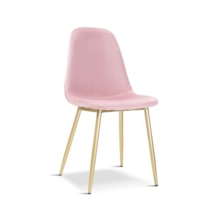 X4 Mmilo Upholstered Eiffel Dining Chair Gold Legs - Navy Blue