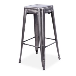 4X Tolix Metal Stackable Barstools - Silver, X4
