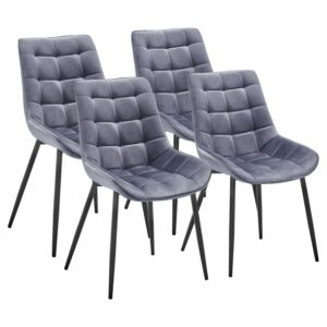 X2 Westfield Black Velvet Dining Chair - Grey, X4