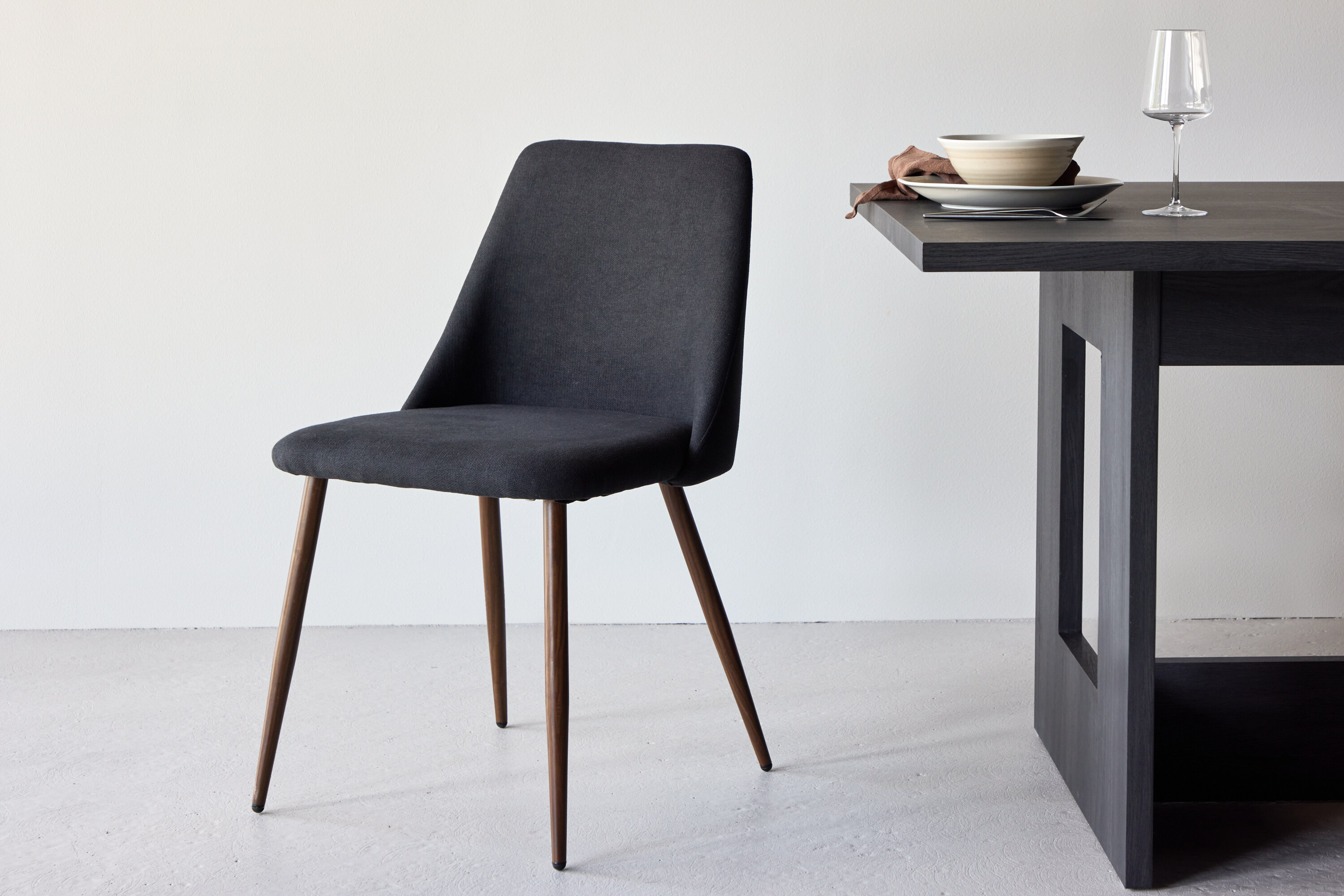 Night Dining Chair 2-Pack - Steel With Mocca 3D Paper / Black Linen