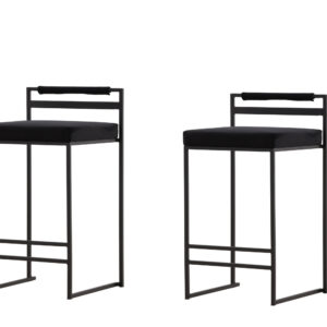 Opelika Bar Chair 2-Pack - Black / Black Velvet