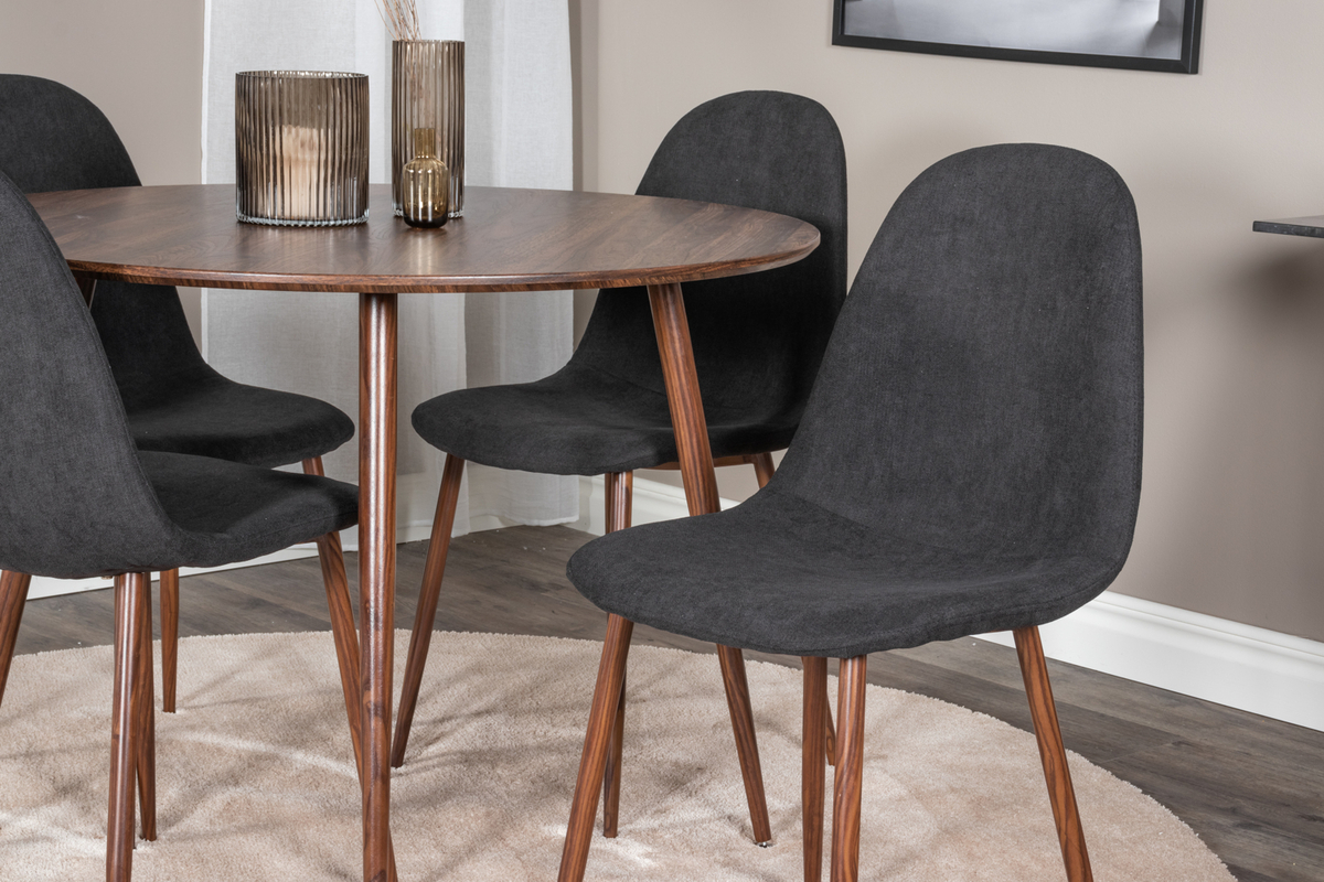 Plaza Round Table 100 Cm - Walnut Top - Walnut Legs - Black - Image 9