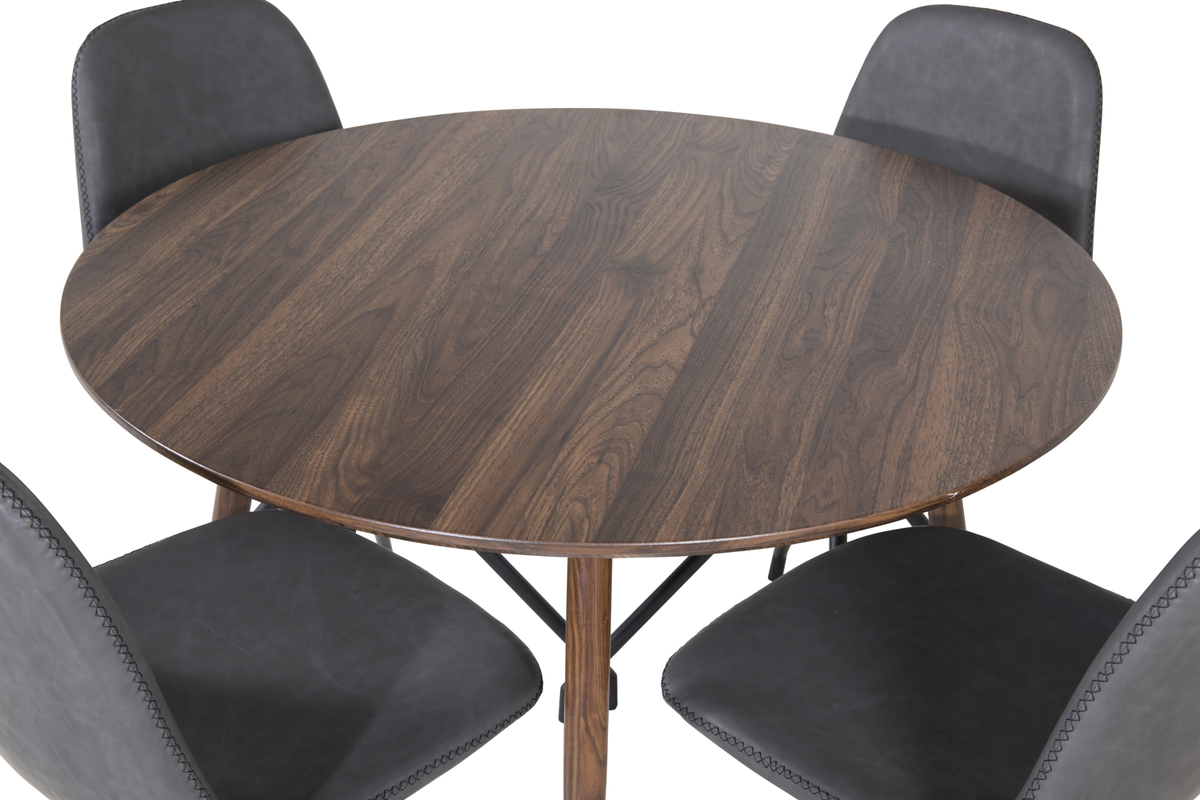 Plaza Round Table 100 Cm - Walnut Top - Walnut Legs - Black - Image 7