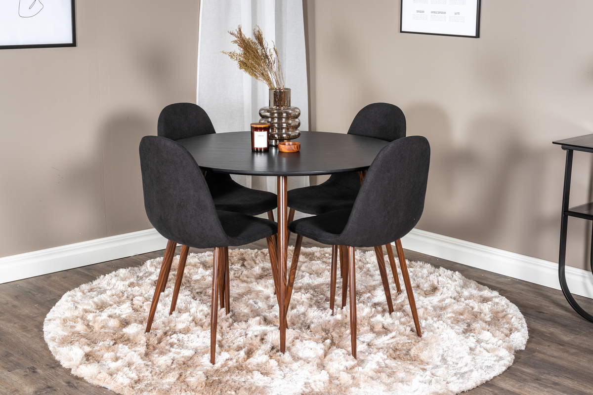 Plaza Round Table 100 Cm - Walnut Top - Walnut Legs - Black - Image 12