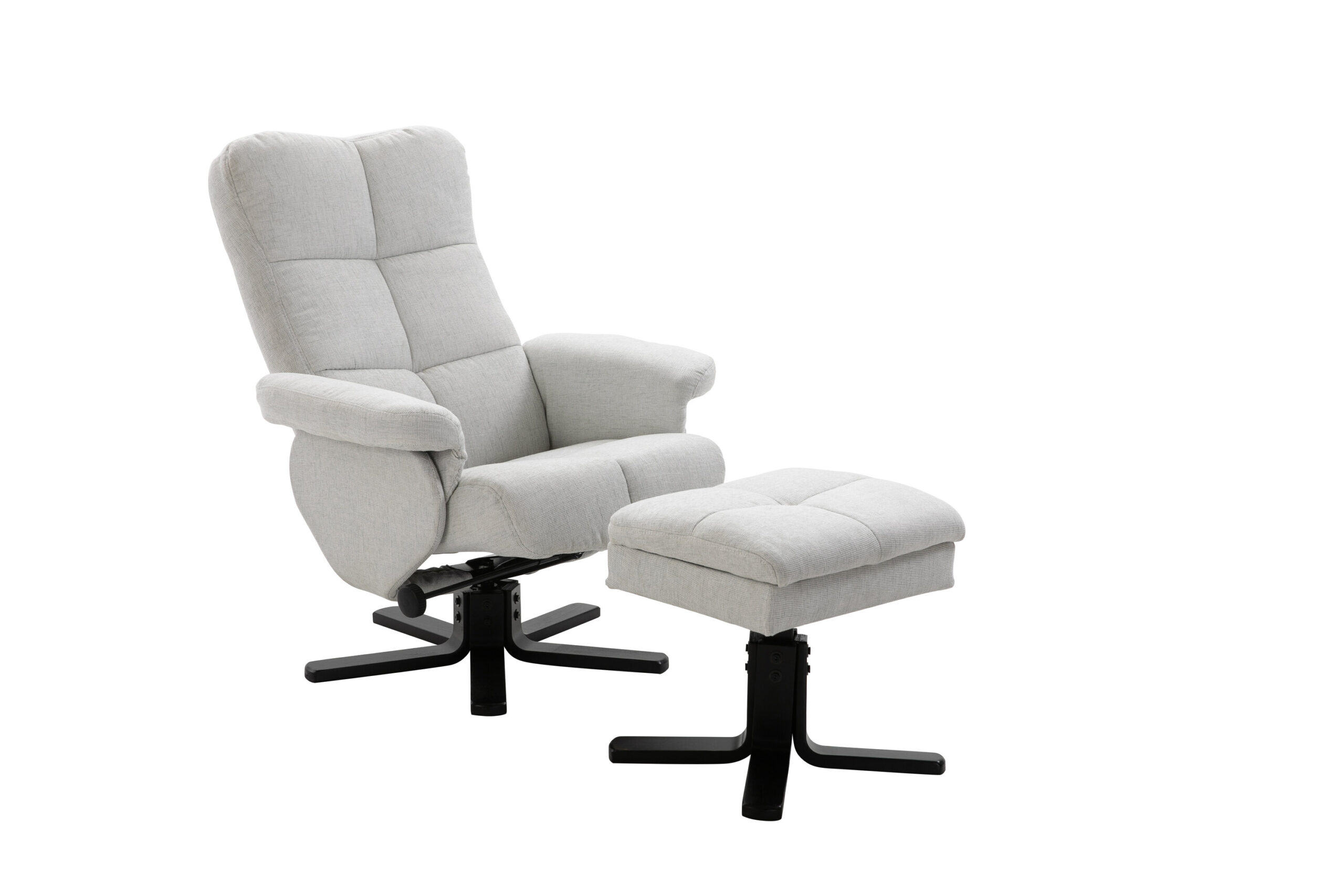 Sven Recliner With Ottoman - Grey Fabric