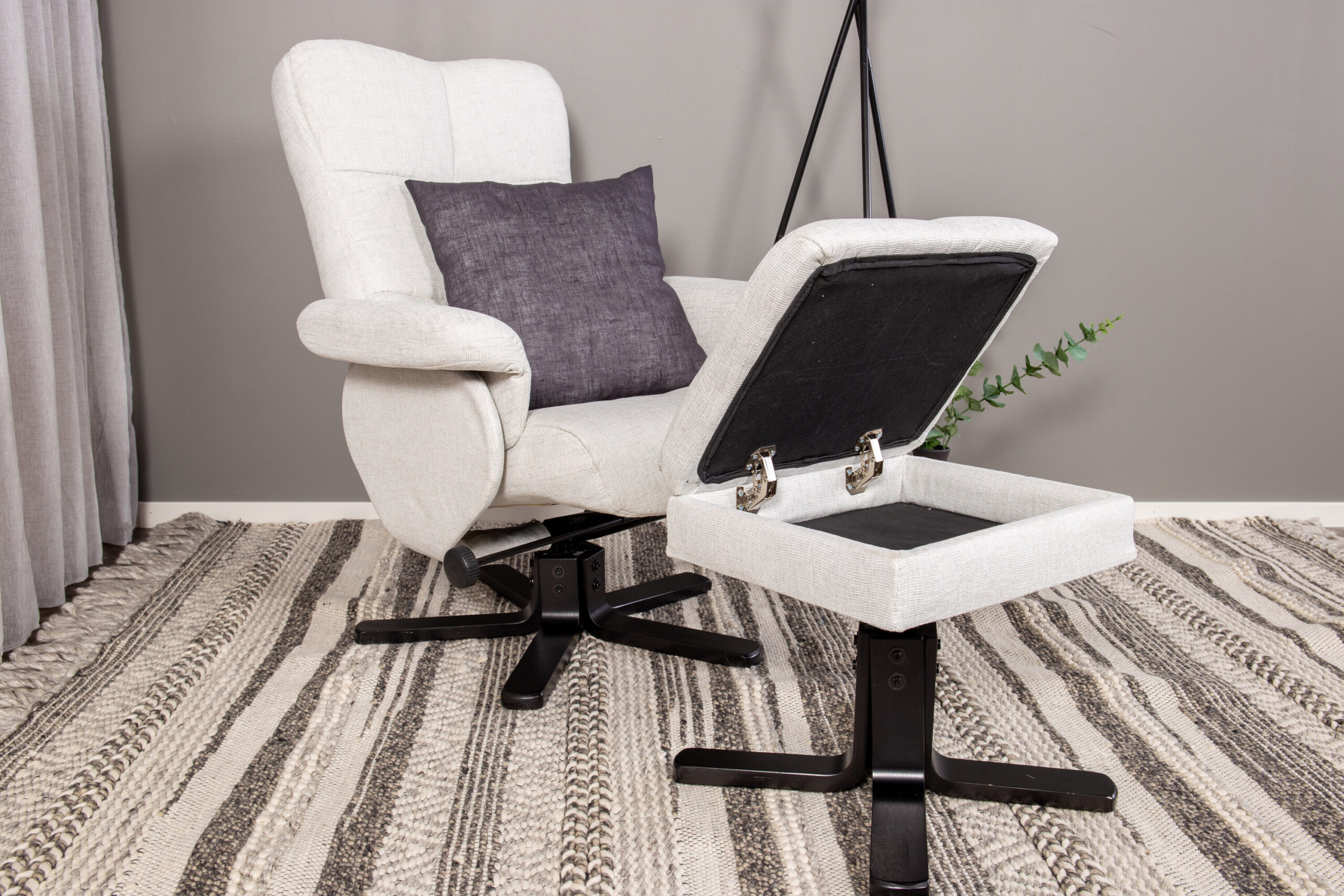 Sven Recliner With Ottoman - Grey Fabric - Image 5