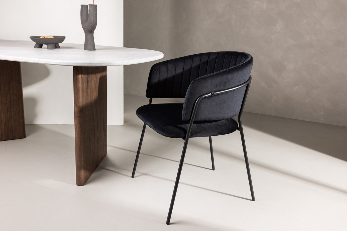 Selma Dining Chair 2-Pack - Black / Black Velvet