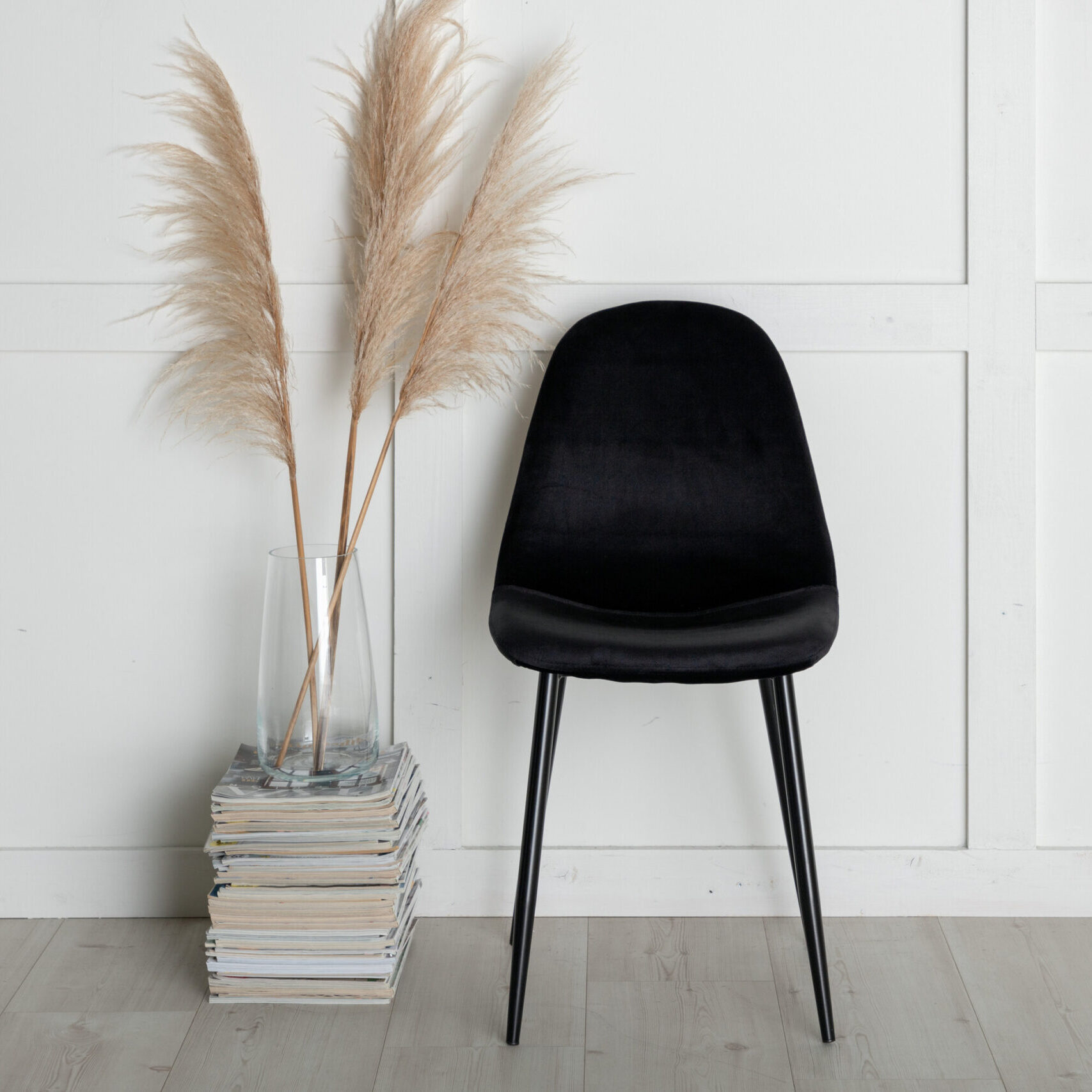 Polar Dining Chair 2-Pack - Black Legs / Black Velvet - Black