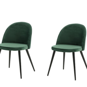 Velvet Matstol 2-Pack - Svart / Svart Sammet - Deep Green