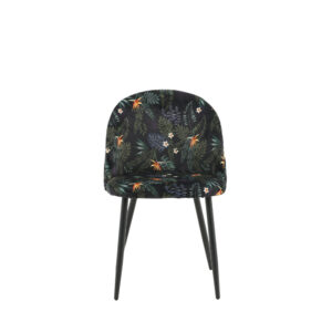 Velvet Dining Chair 2-Pack - Black Flower Fabric