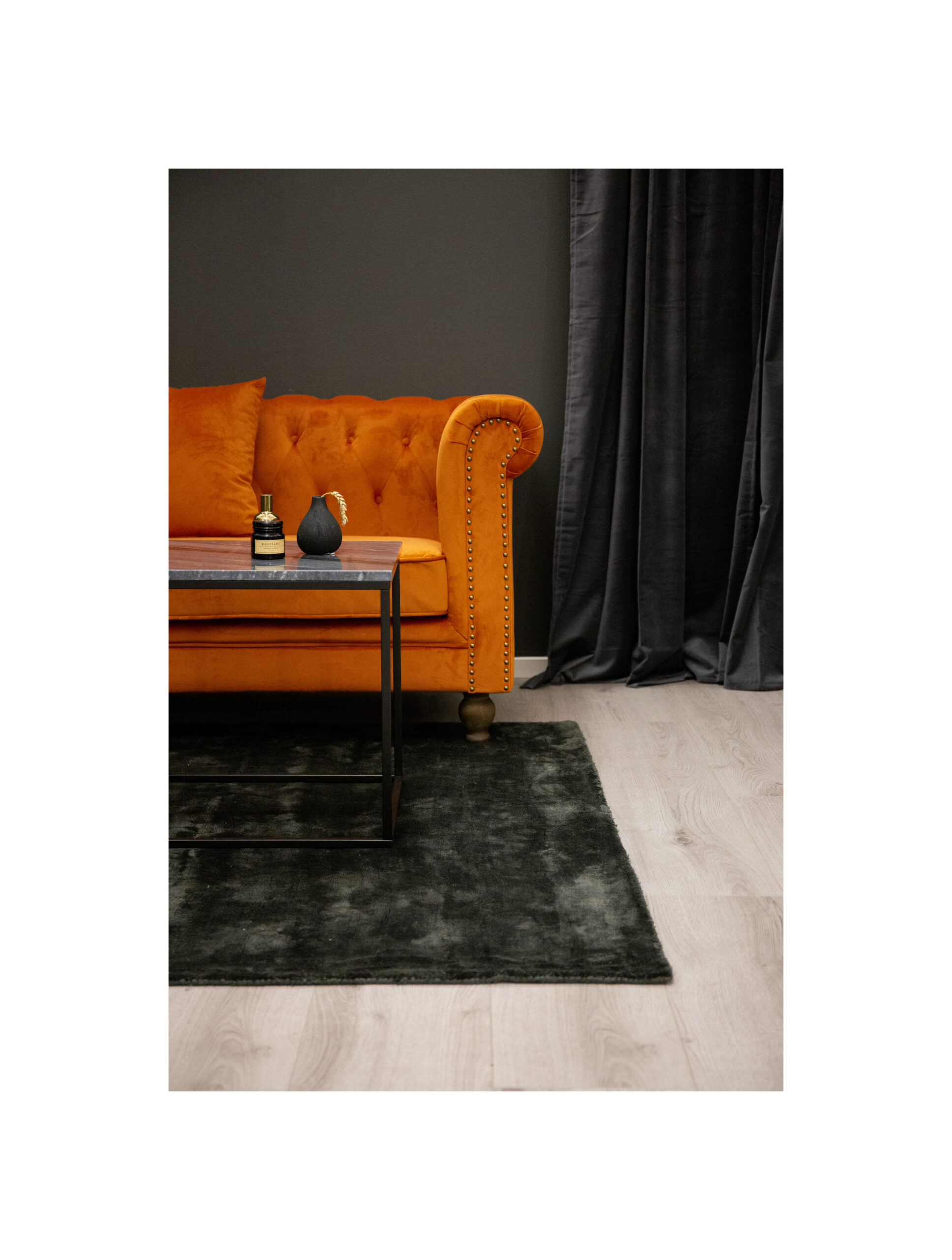 Velvet 3-Seat Sofa - Rusty Orange - Inc 4 Pillows - Image 3