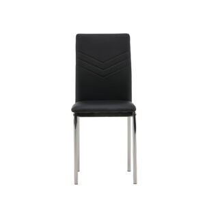 Lily Dining Chair 2-Pack - Chromed Leg / Black Pu