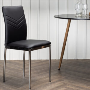 Lily Dining Chair 2-Pack - Chromed Leg / Black Pu