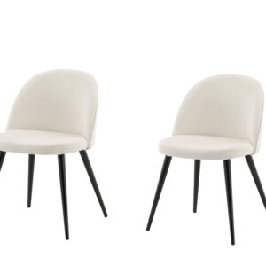 Velvet Dining Chair 2-Pack - Black Legs / Cream Corduroy